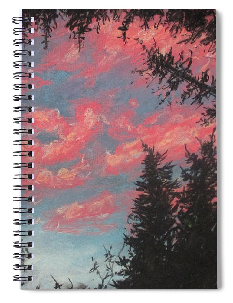 Forest Sky Spiral Notebook featuring the painting Sky's Passion by Jen Shearer