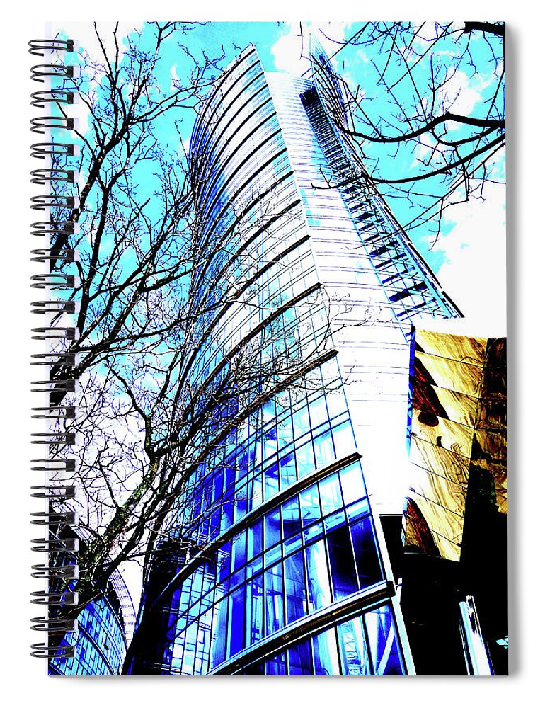 Skyscrapers Spiral Notebook featuring the photograph Skyscraper With Tree Boughs In Warsaw, Poland by John Siest