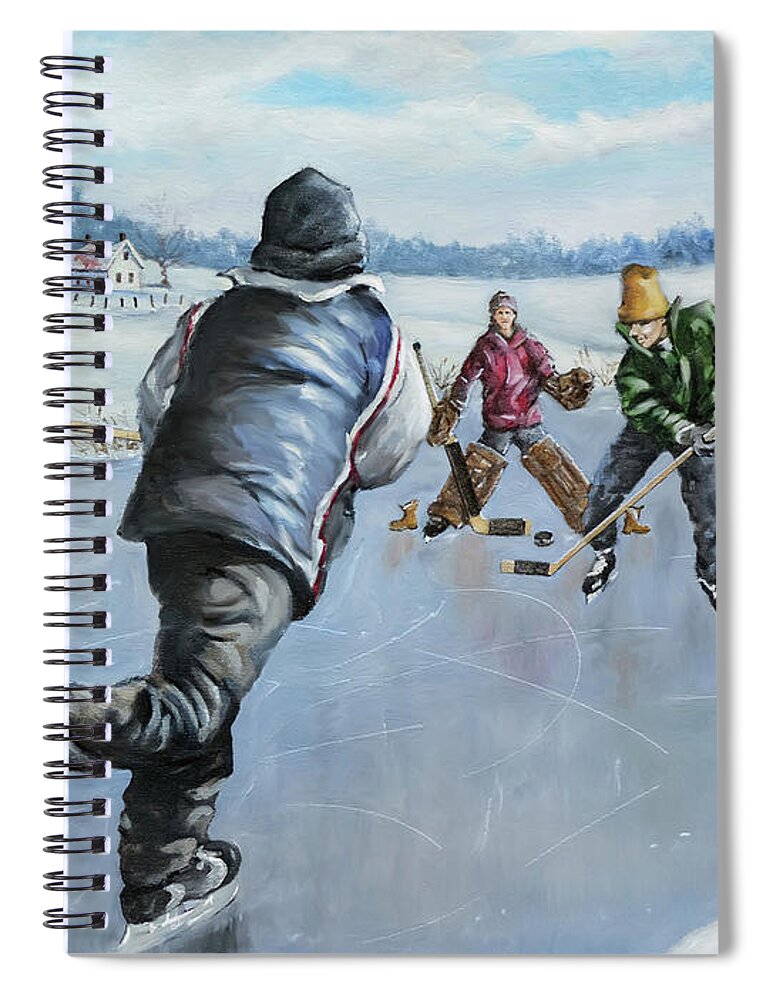 Pond Spiral Notebook featuring the painting Slapshot by Richard De Wolfe
