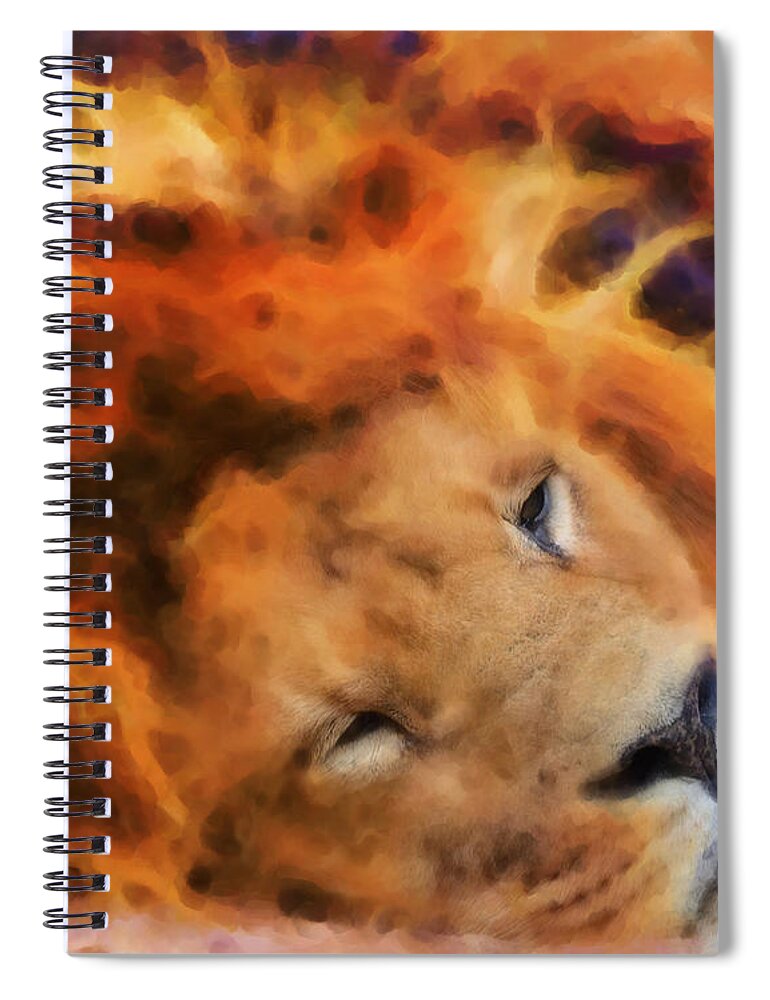 Sleeping Lion Spiral Notebook featuring the digital art Sleeping Lion by Studio B Prints