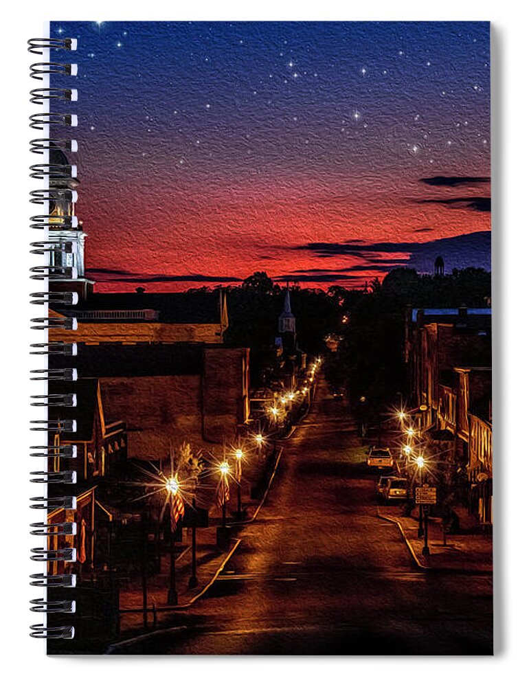 Sunset Spiral Notebook featuring the photograph Sleepy little town of Jonesborough oil painting by Shelia Hunt