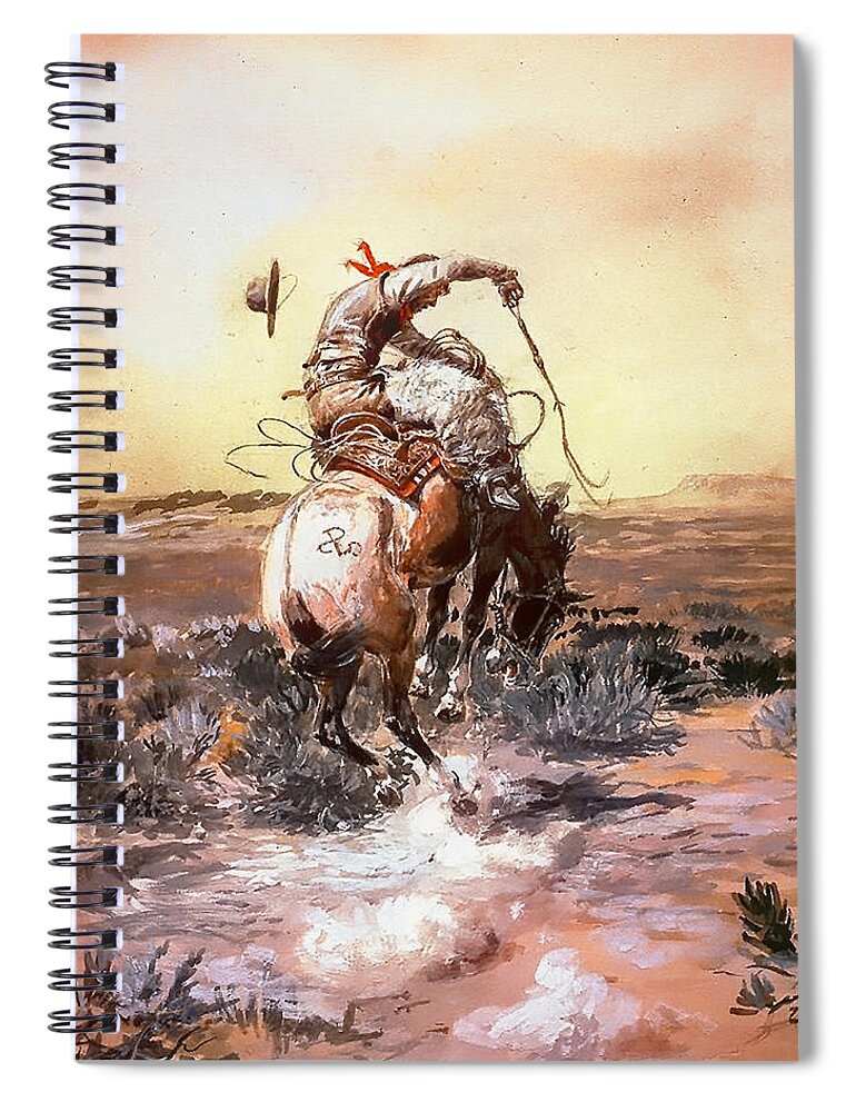 Charles Russell Spiral Notebook featuring the painting Slick Rider by Charles Russell