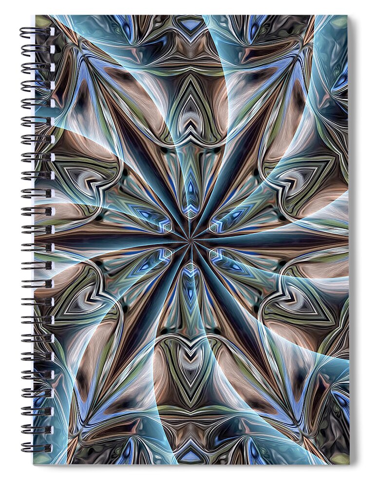 Experimental Mandala Spiral Notebook featuring the digital art Slipping Into Blue Dreams by Becky Titus