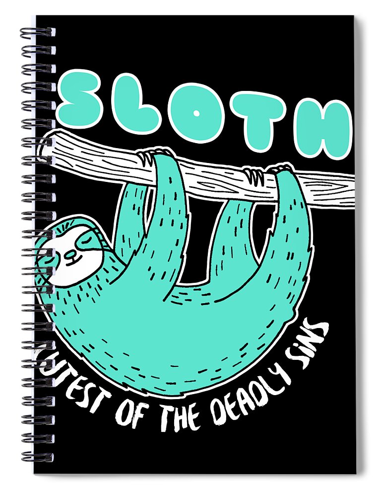 Sloth Funny Spiral Notebook featuring the digital art Sloth Cutest Of The Deadly Sins by Jacob Zelazny
