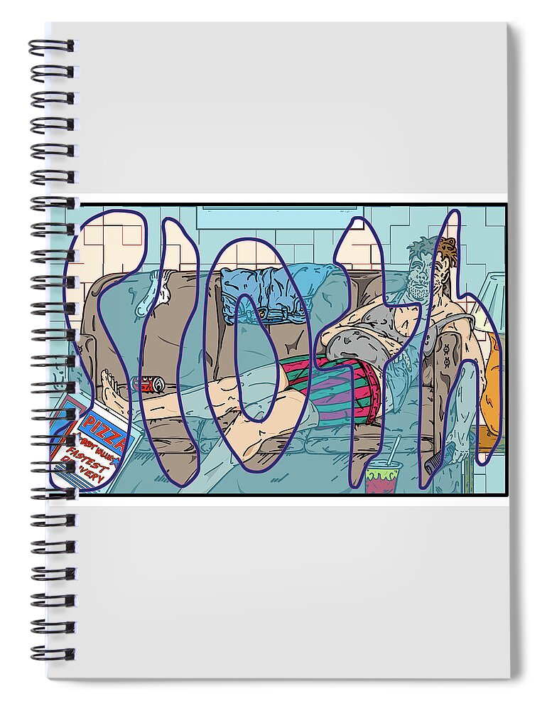 Sloth Spiral Notebook featuring the digital art Sloth from the Seven Deadly Sins Series by Christopher W Weeks