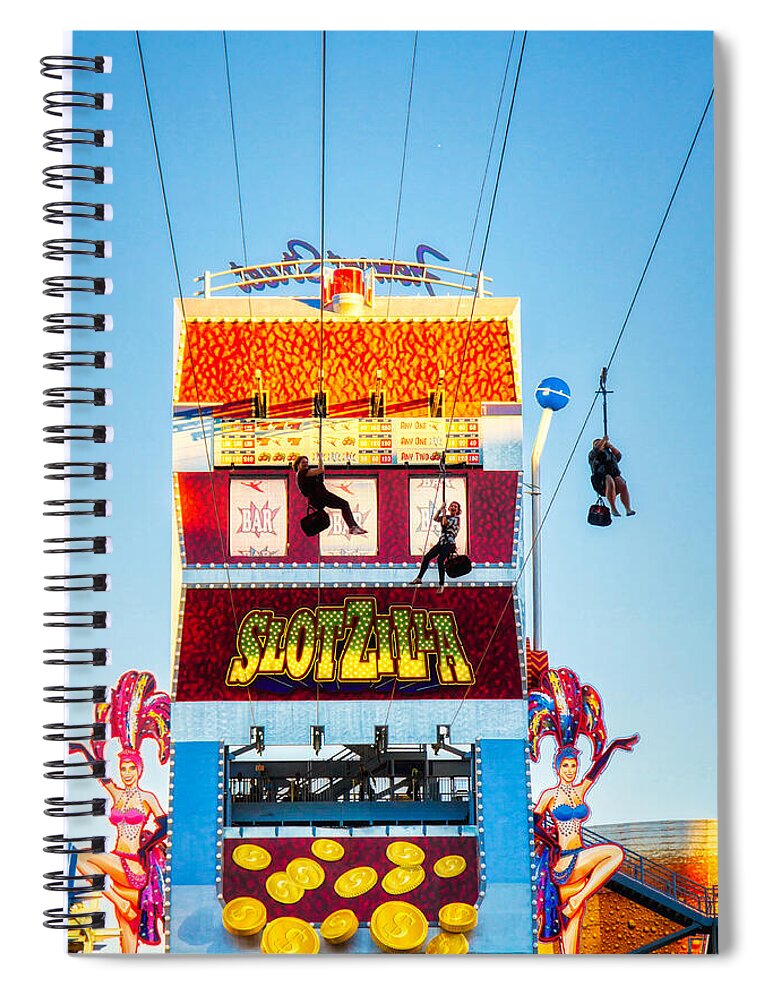 Slotzilla Spiral Notebook featuring the photograph Slotzilla Zip Line Las Vegas by Tatiana Travelways