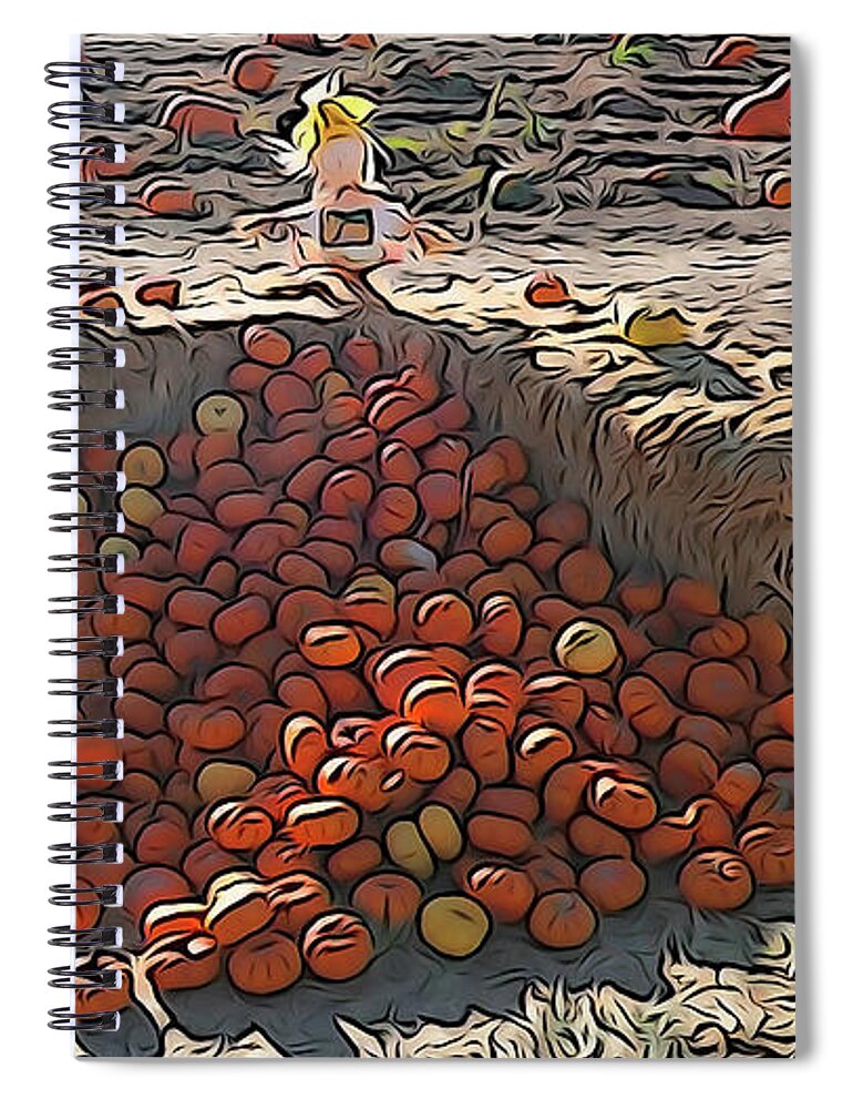Pile Spiral Notebook featuring the photograph Small pumpkin pile watercolor by Steve Speights