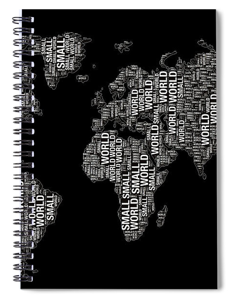 World Map Spiral Notebook featuring the painting Small World Map Distressed Wall by Tony Rubino