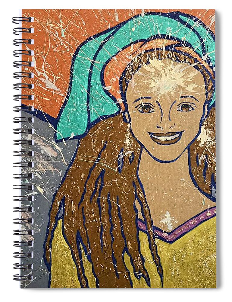 Angel Spiral Notebook featuring the painting Smile and enlighten everyone by Monica Elena