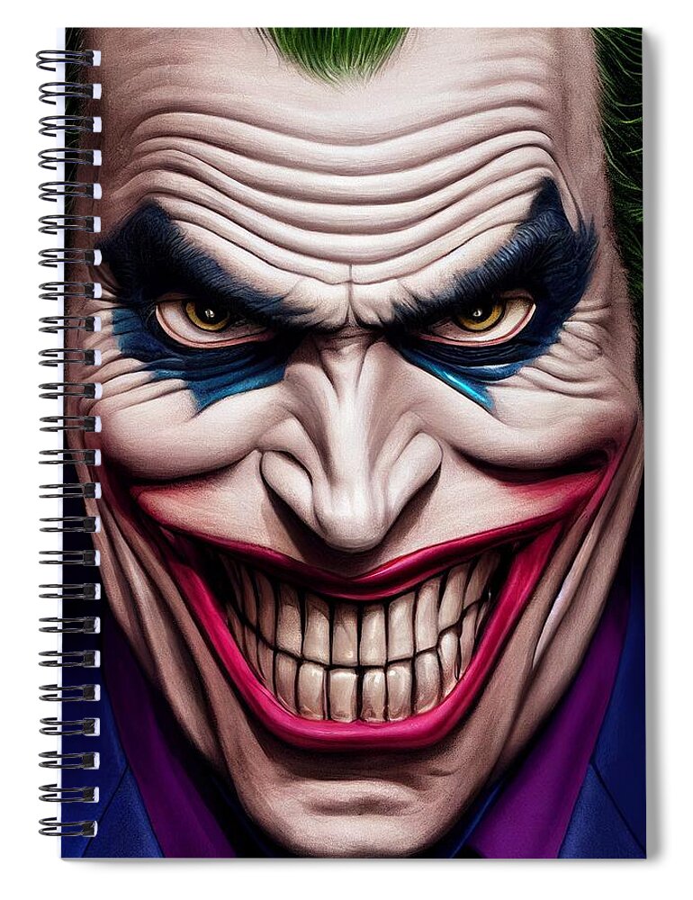 Card Spiral Notebook featuring the painting Smiling Card Joker Caricature by Vincent Monozlay