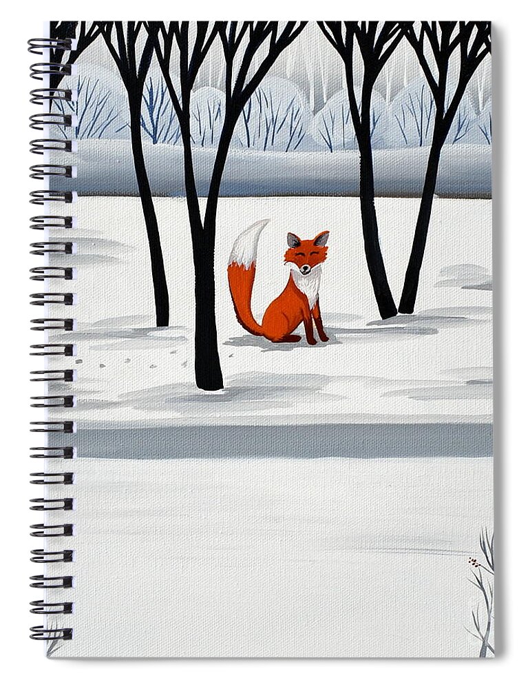 Fox Spiral Notebook featuring the painting Smiling Fox  woodland animal cute by Debbie Criswell