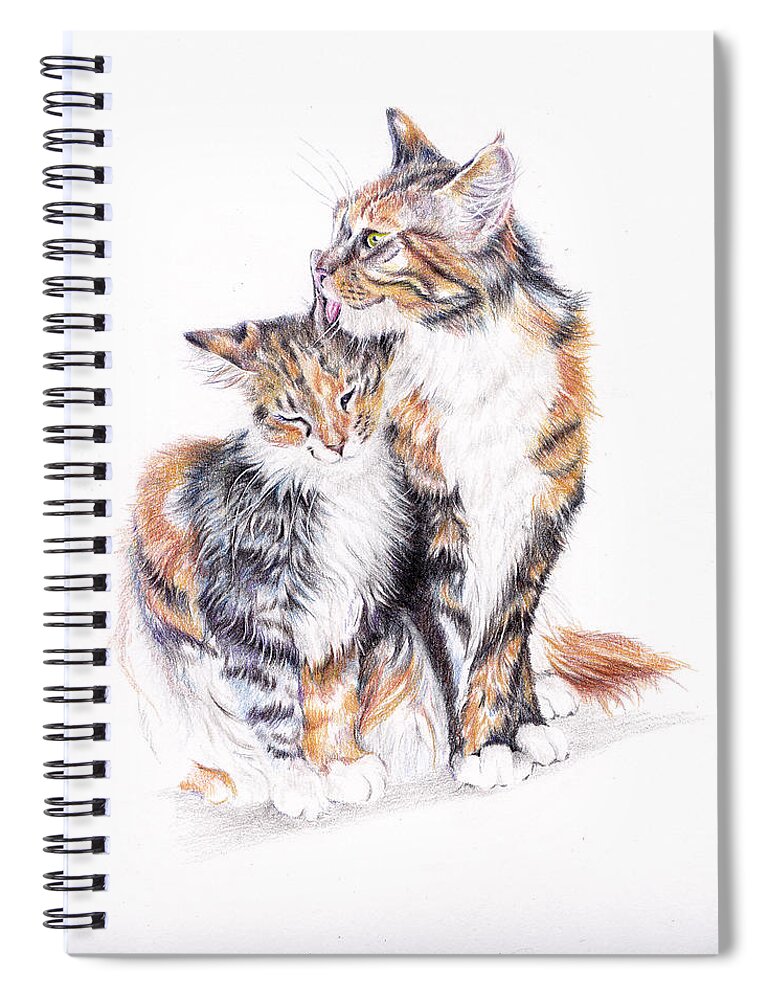Cats Spiral Notebook featuring the painting Smitten - Cats in Love by Debra Hall