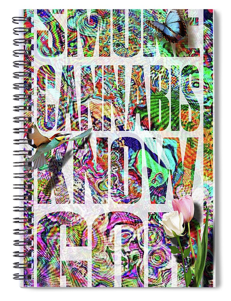 Inspiration Spiral Notebook featuring the digital art Smoke Cannabis by J U A N - O A X A C A