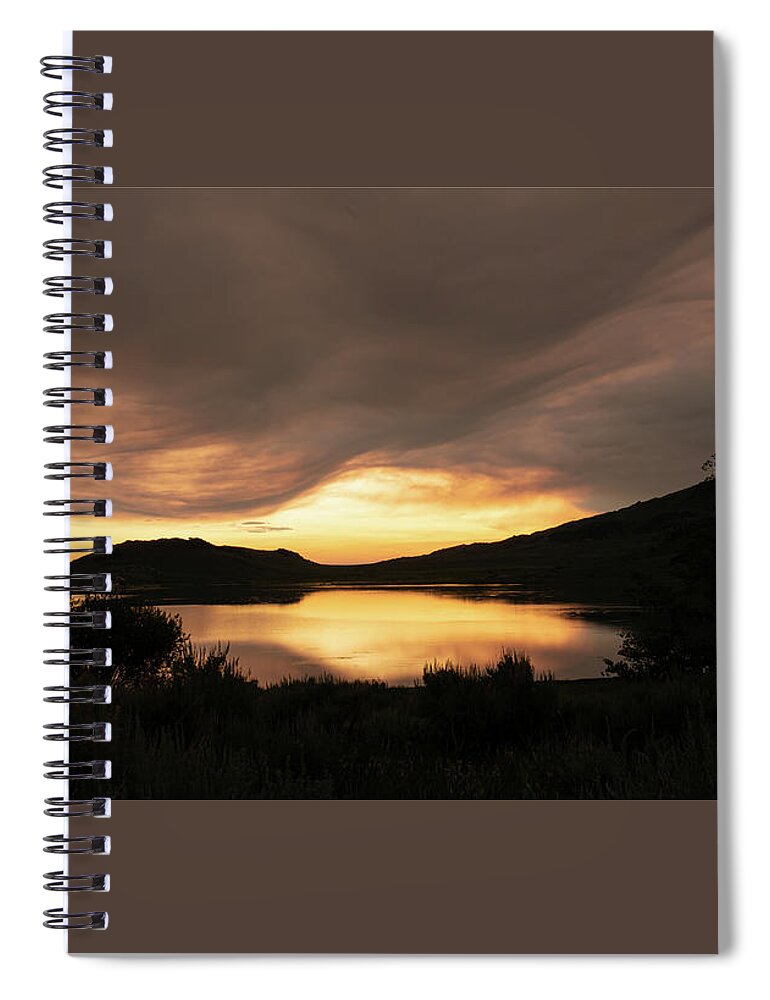 Sunrise Spiral Notebook featuring the photograph Smoky Dawn at Onion Reservoir by Ron Long Ltd Photography