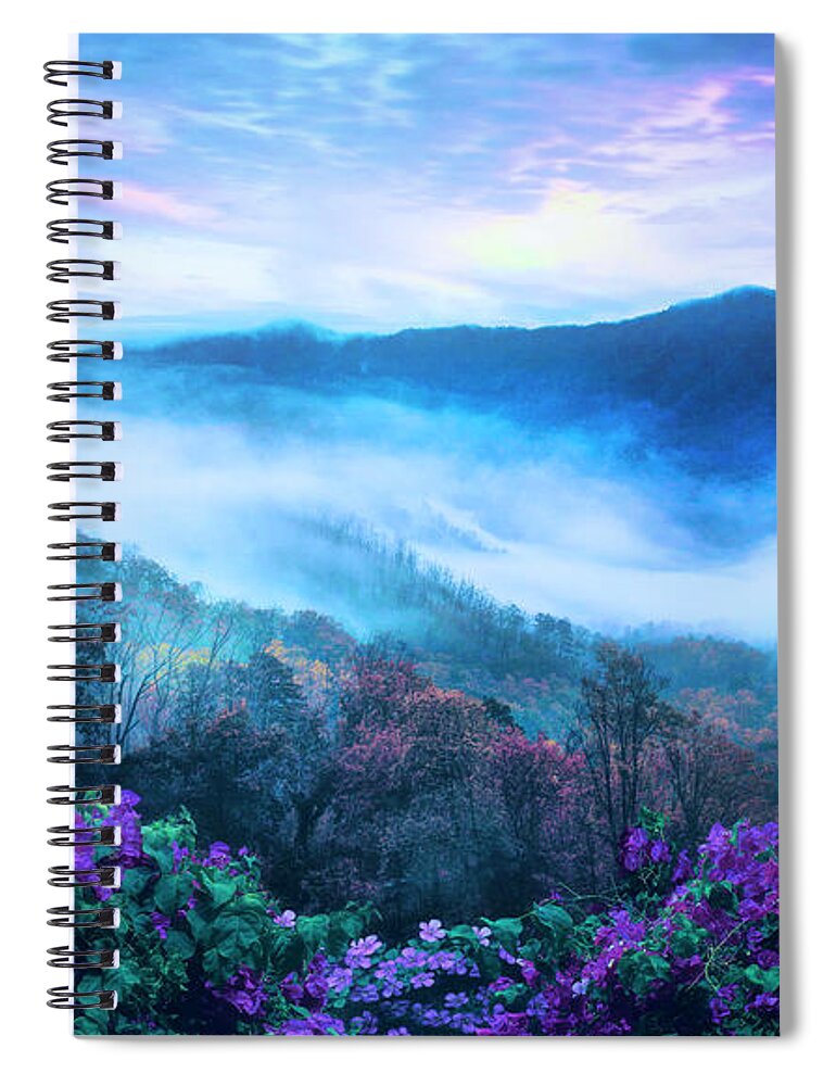 Boyds Spiral Notebook featuring the photograph Smoky Mountains Overlook Blue Ridge Parkway Night Blues by Debra and Dave Vanderlaan