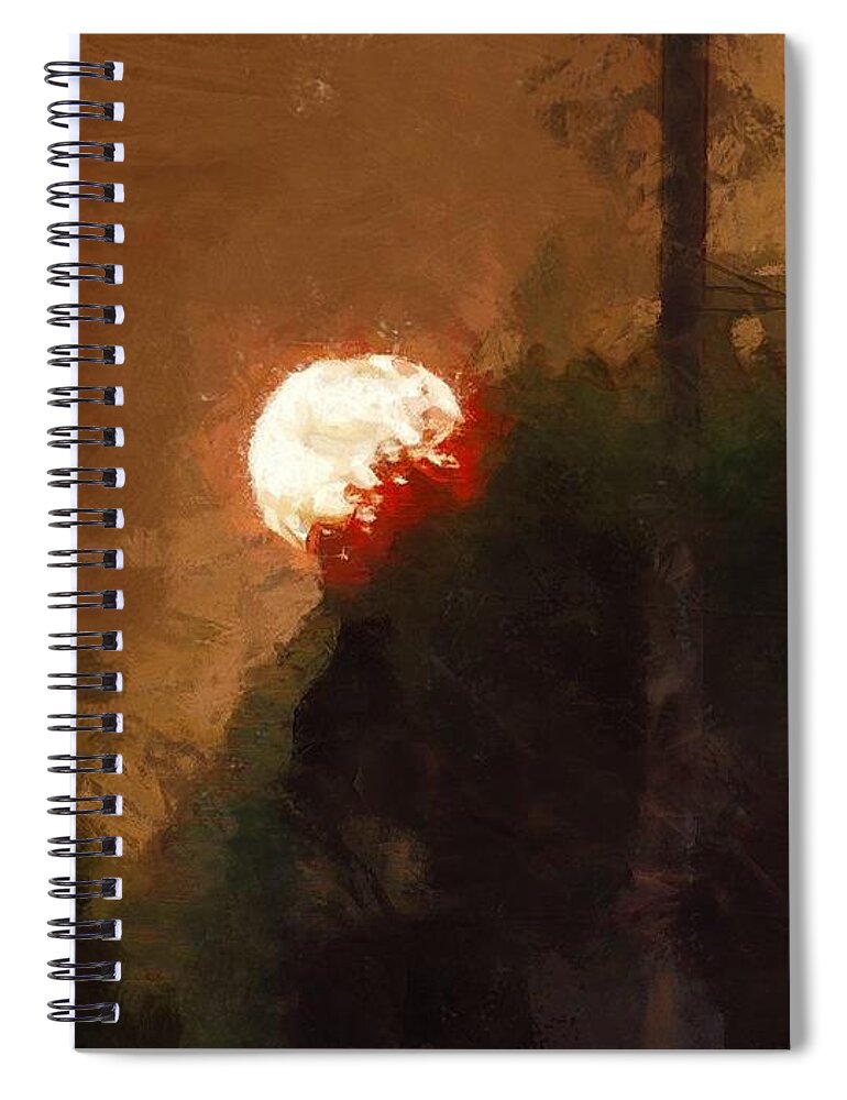 Sun Spiral Notebook featuring the mixed media Smoky Sunset by Christopher Reed