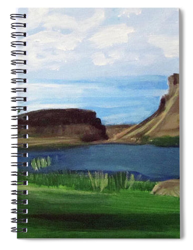 River Spiral Notebook featuring the painting Snake River Murphy Idaho by Linda Feinberg