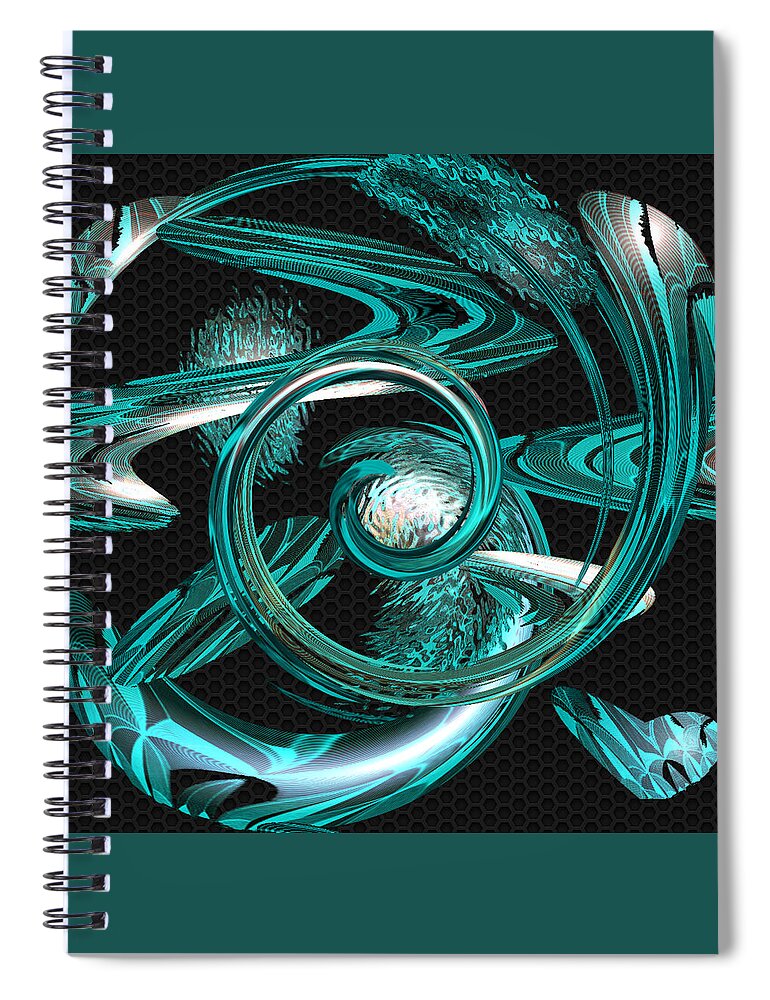 Digital Wall Art Spiral Notebook featuring the digital art Snakes Swirl Black by Ronald Mills