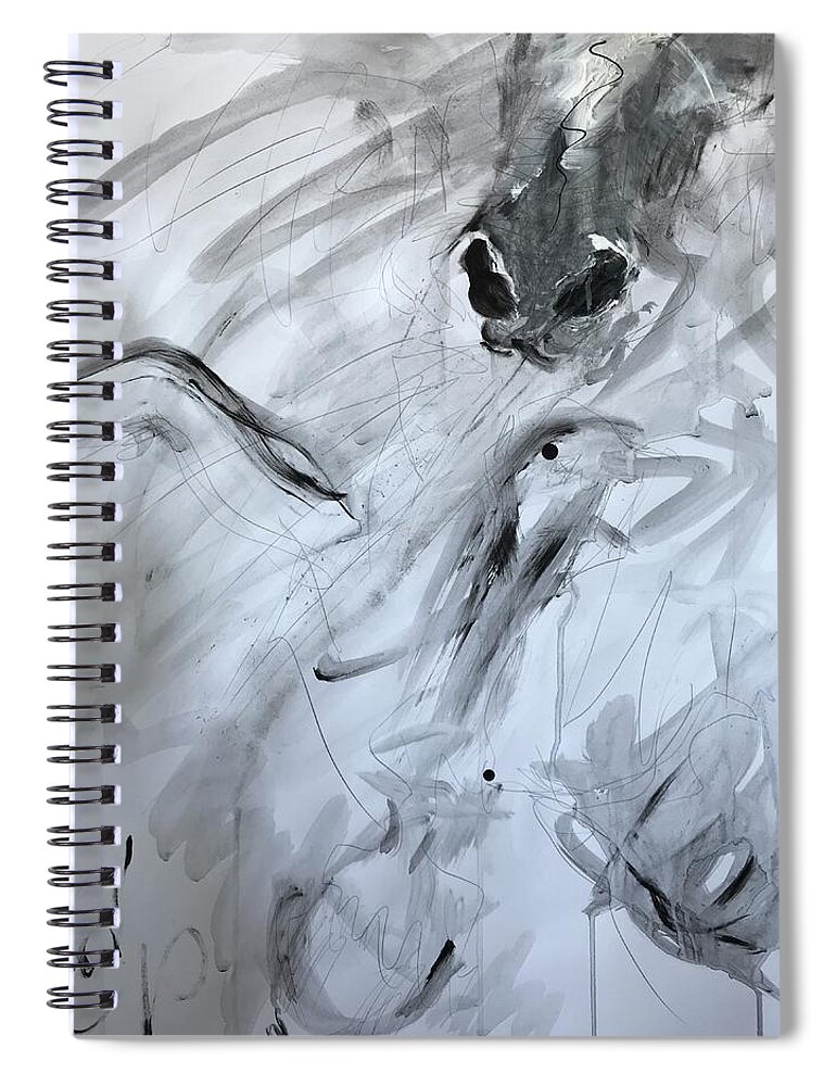 Horse Spiral Notebook featuring the painting Snorting by Elizabeth Parashis