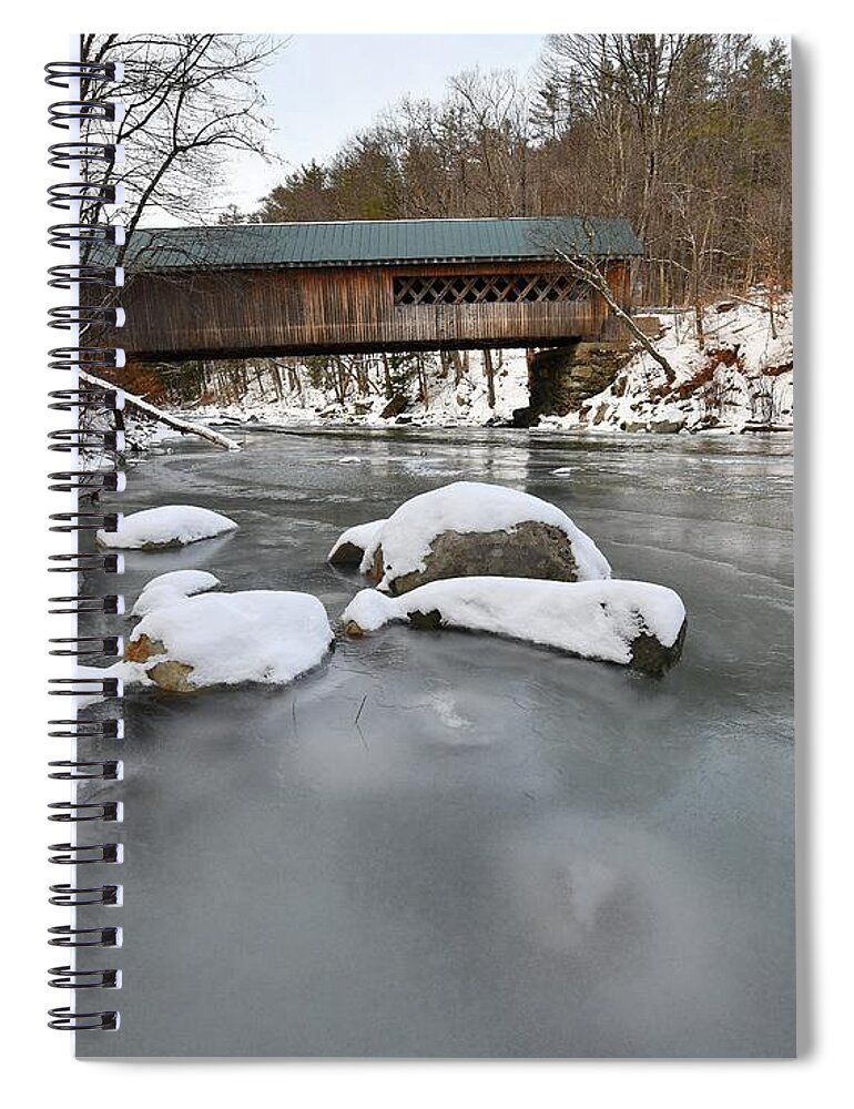Snow Spiral Notebook featuring the photograph Snow and Ice Under the Bridge by Steve Brown