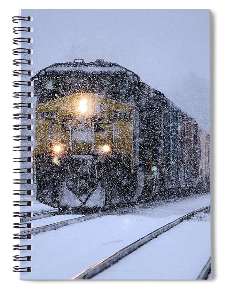 Snow And Trains Spiral Notebook featuring the photograph Snow and Steel by Rick Lipscomb