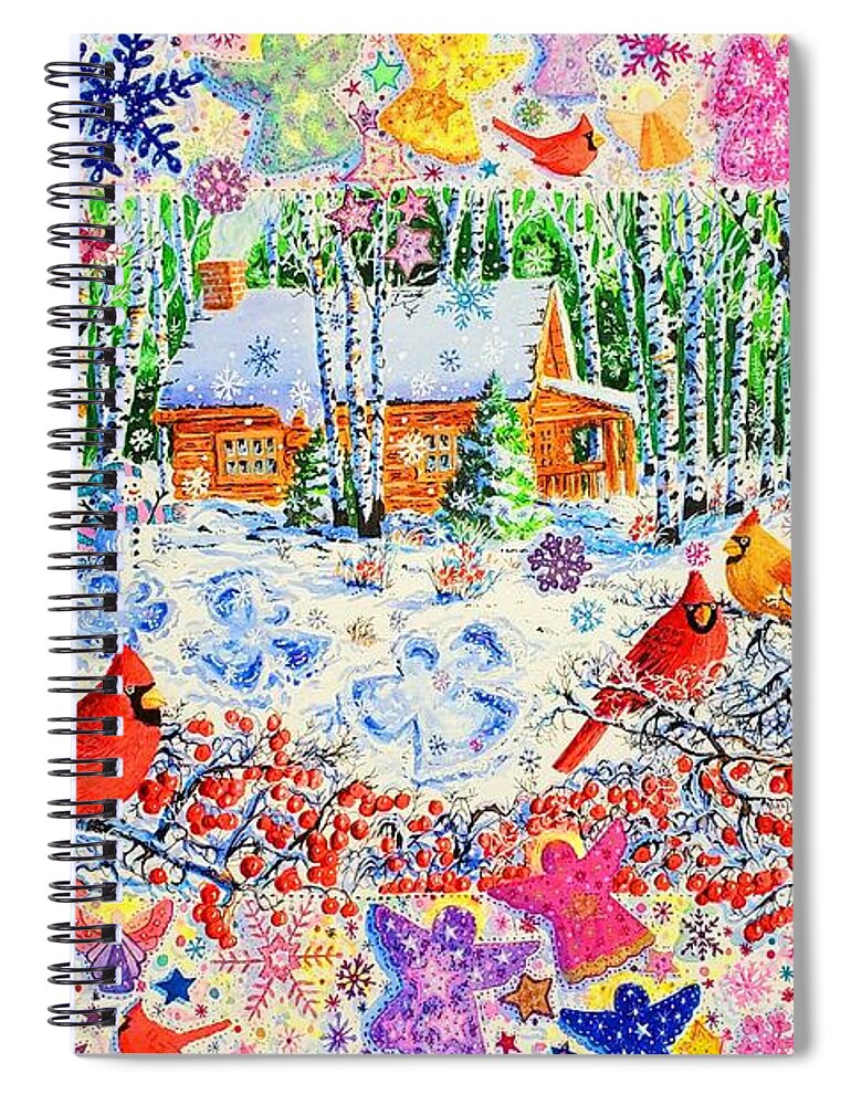 Snow Spiral Notebook featuring the painting Snow Angels by Diane Phalen