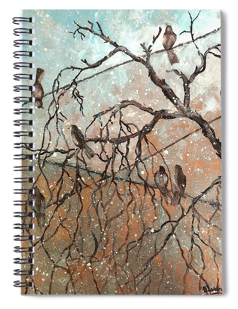 Birds Spiral Notebook featuring the painting Snow Birds by Barbara Landry