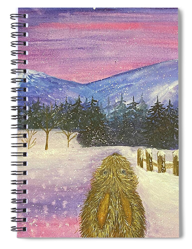 Snow Spiral Notebook featuring the painting Snow Bunny by Lisa Neuman
