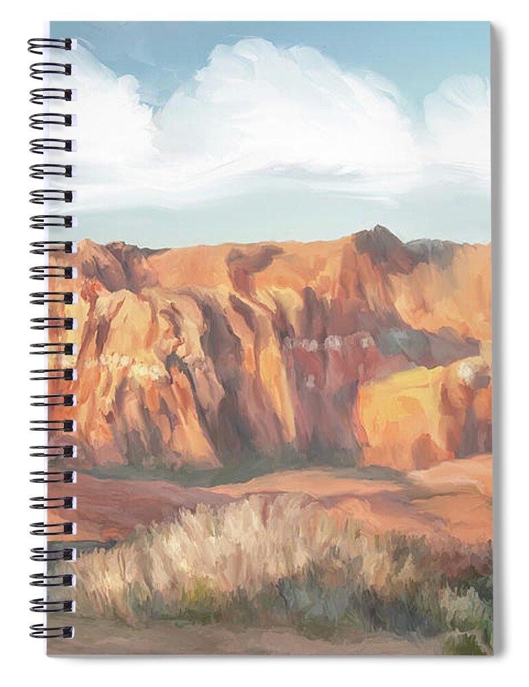 Snow Canyon Spiral Notebook featuring the digital art Snow Canyon Overlook-Ramona Murdock Art by Ramona Murdock