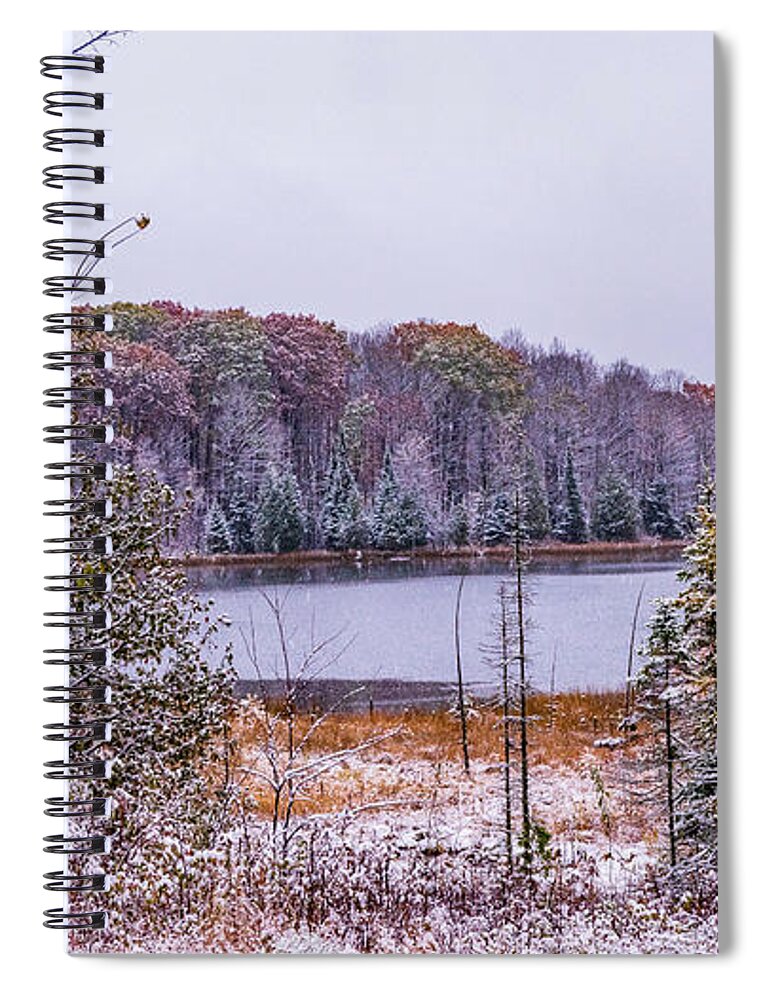 Colors Spiral Notebook featuring the photograph Snow covered Fall Lake IIn Michigan by Nathan Wasylewski