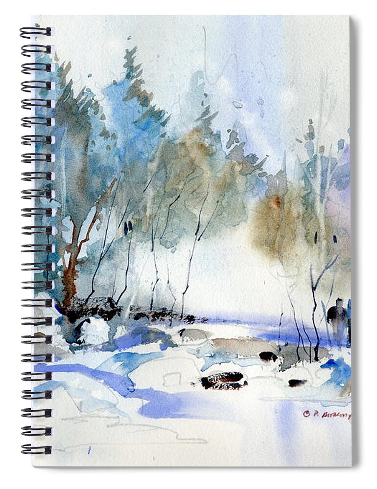 New England Scenes Spiral Notebook featuring the painting Snow Covered Stream by P Anthony Visco