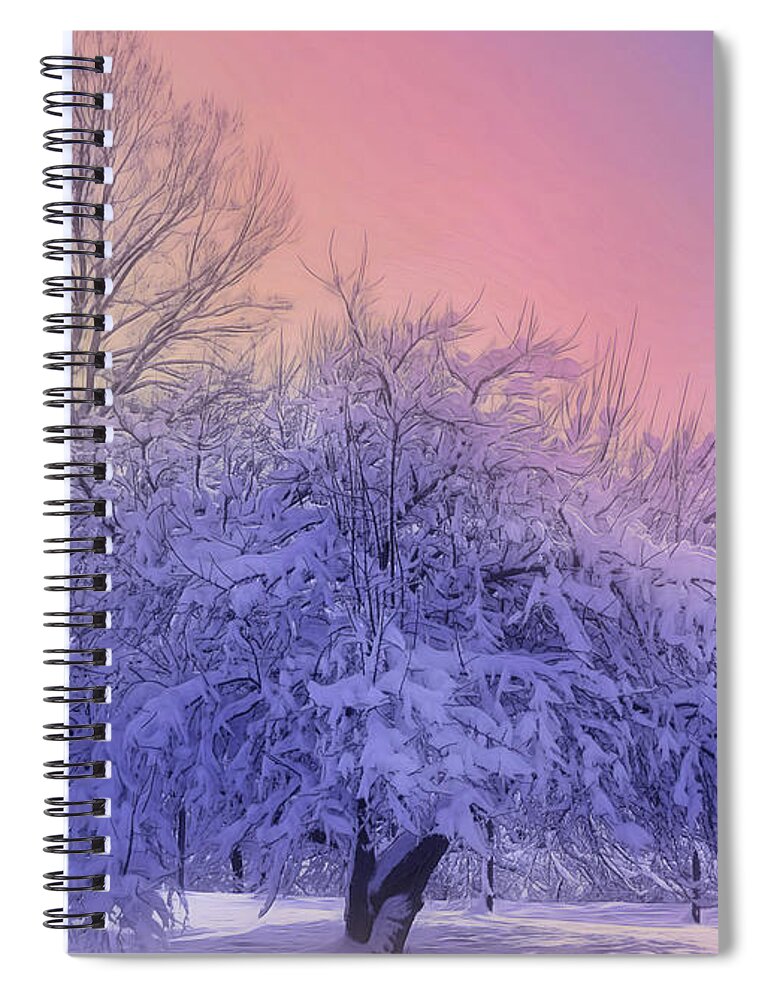 Fine Art Spiral Notebook featuring the photograph Snow Covered Trees by Rosanna Life