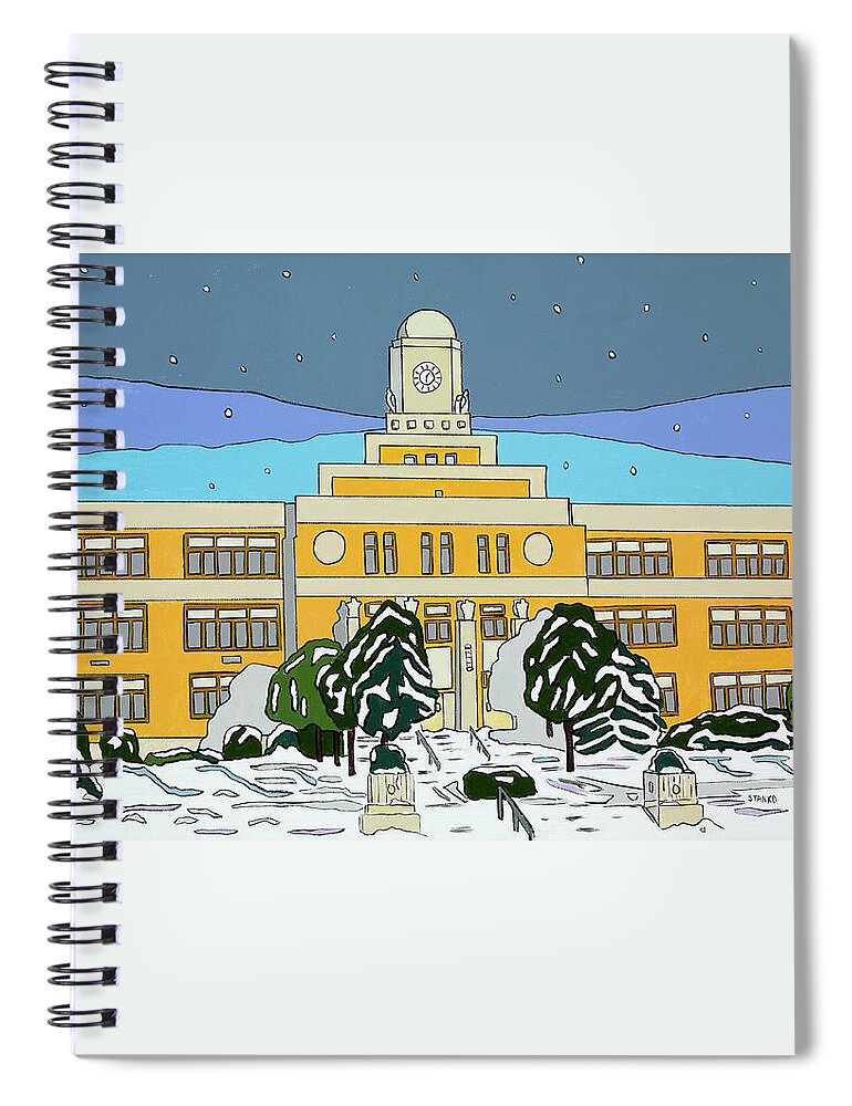 Valley Stream Spiral Notebook featuring the painting Snow Day by Mike Stanko
