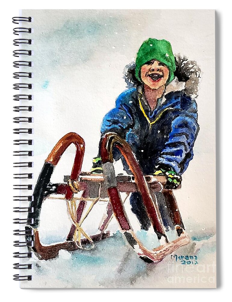 Snow Spiral Notebook featuring the painting Snow Day part 1 by Merana Cadorette