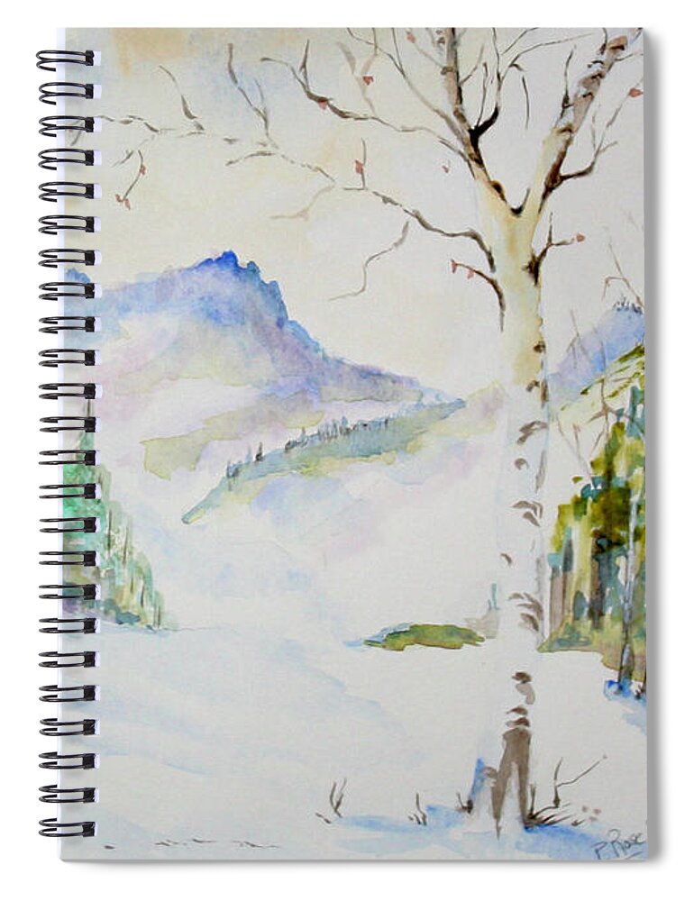 Snow Spiral Notebook featuring the painting Snow Day by Peggy Rose
