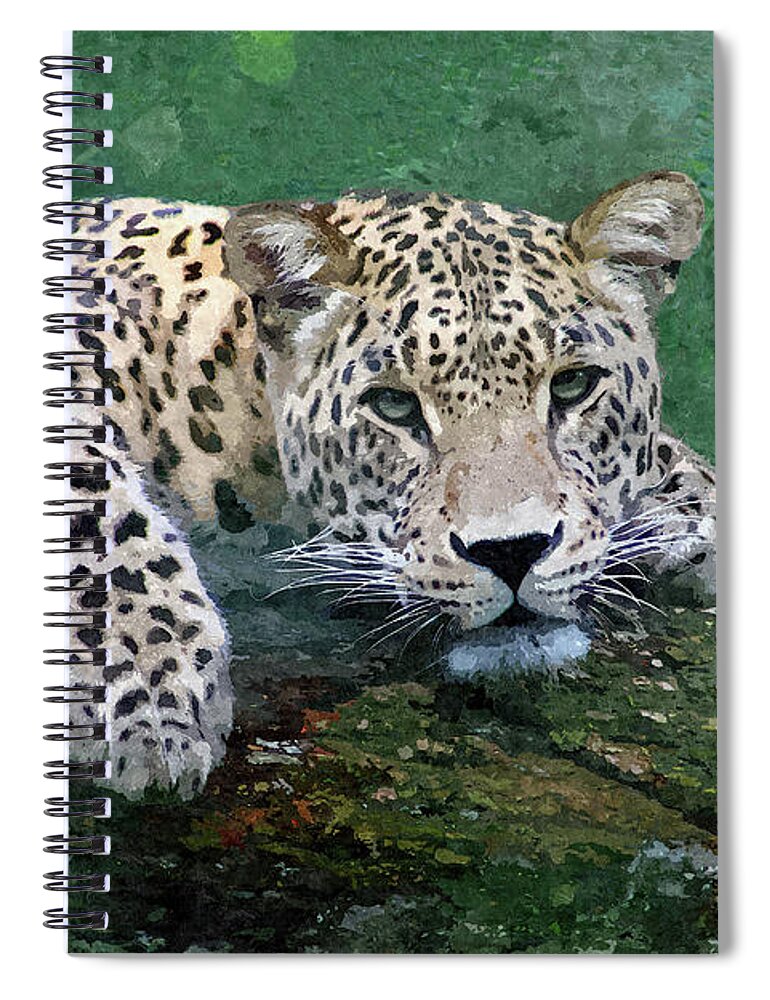 Snow Leopard Spiral Notebook featuring the digital art Snow Leopard by Denise Dundon
