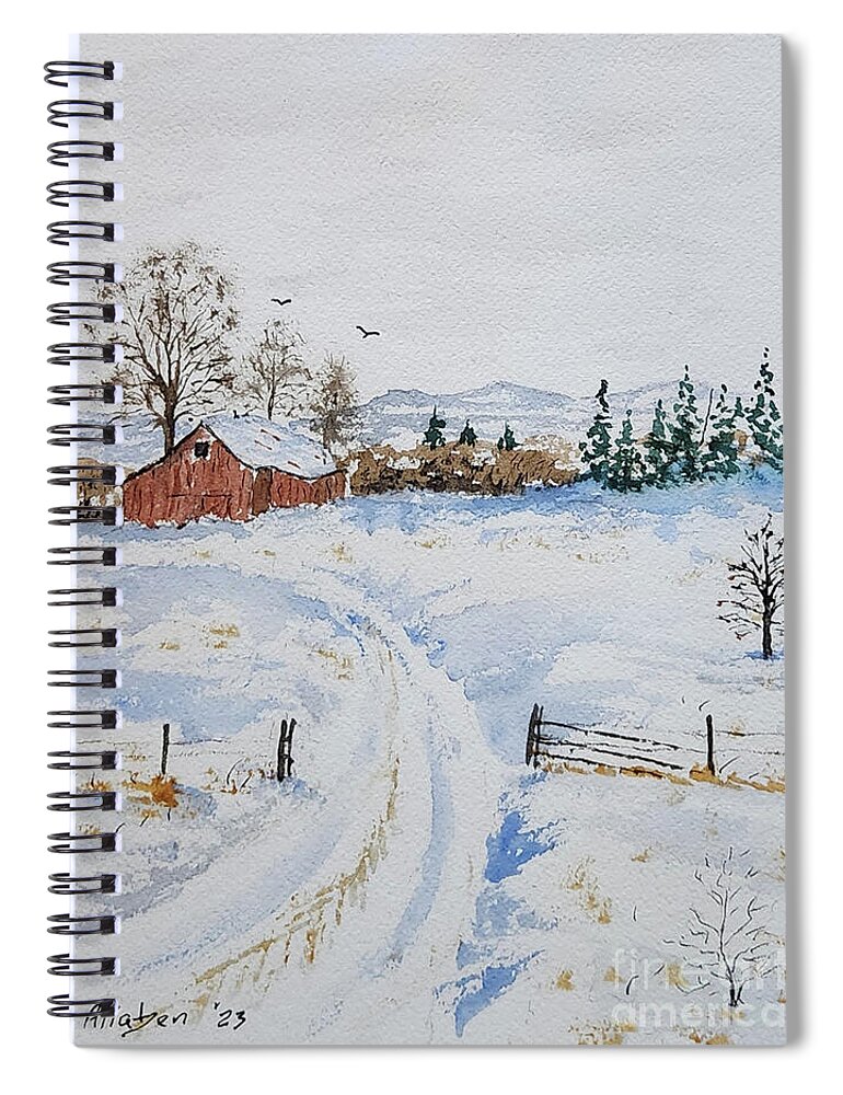 Barns Spiral Notebook featuring the painting Snowed In by Stanton Allaben