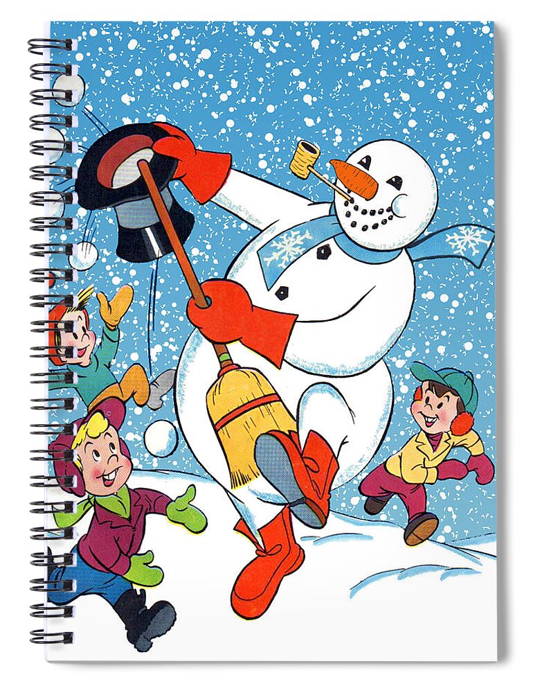 Snowman Spiral Notebook featuring the digital art Snowman Trick by Long Shot