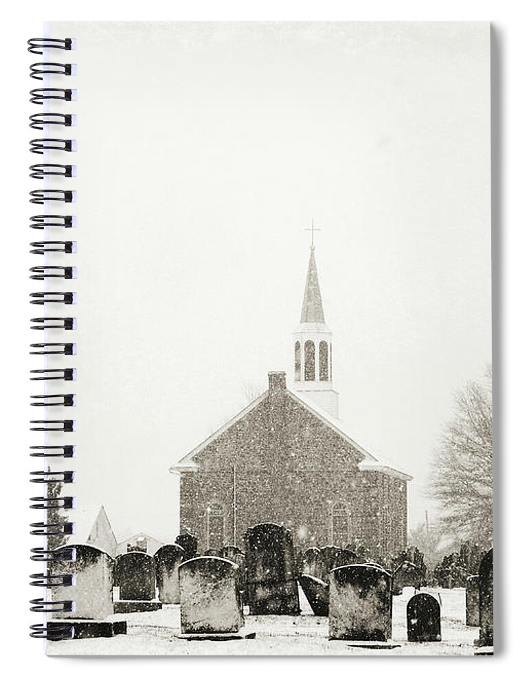 Snowy Graveyard Spiral Notebook featuring the photograph Snowy Graveyard by Dark Whimsy
