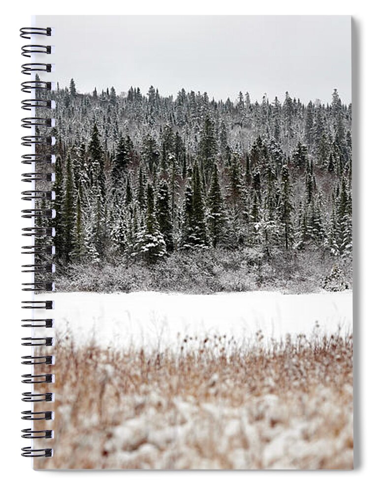 Frozen Spiral Notebook featuring the photograph Snowy Serenity by Doug Gibbons