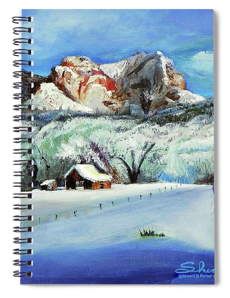 Sherril Porter Spiral Notebook featuring the painting Snowy Sugar Knoll by Sherril Porter