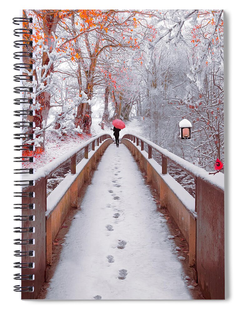 Carolina Spiral Notebook featuring the photograph Snowy Walk Painting by Debra and Dave Vanderlaan