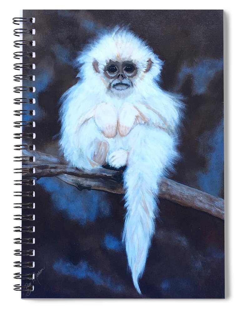  Spiral Notebook featuring the painting Snub Nose Golden Monkey-Monkey Business by Bill Manson