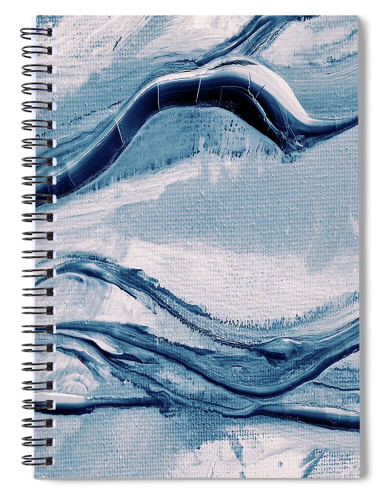 Soft Blue Spiral Notebook featuring the painting Soft Blue Organic Lines Ocean Marble Contemporary Abstract Art I by Irina Sztukowski