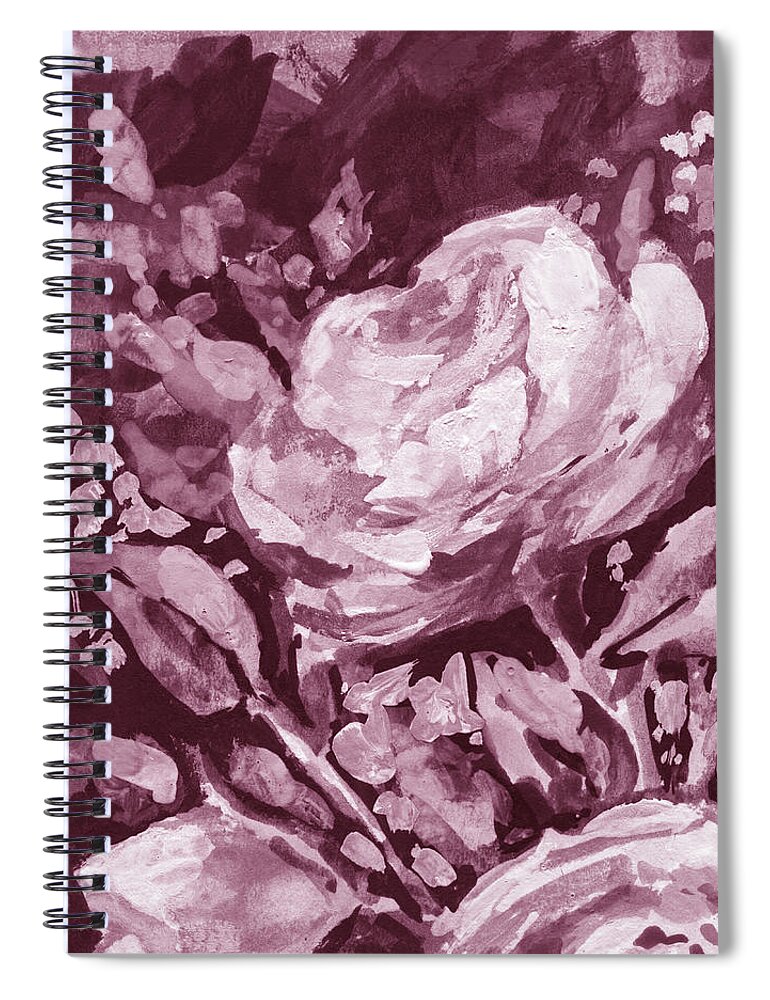 Flowers Spiral Notebook featuring the painting Soft Vintage Dusty Pink Flowers Bouquet Summer Floral Impressionism V by Irina Sztukowski