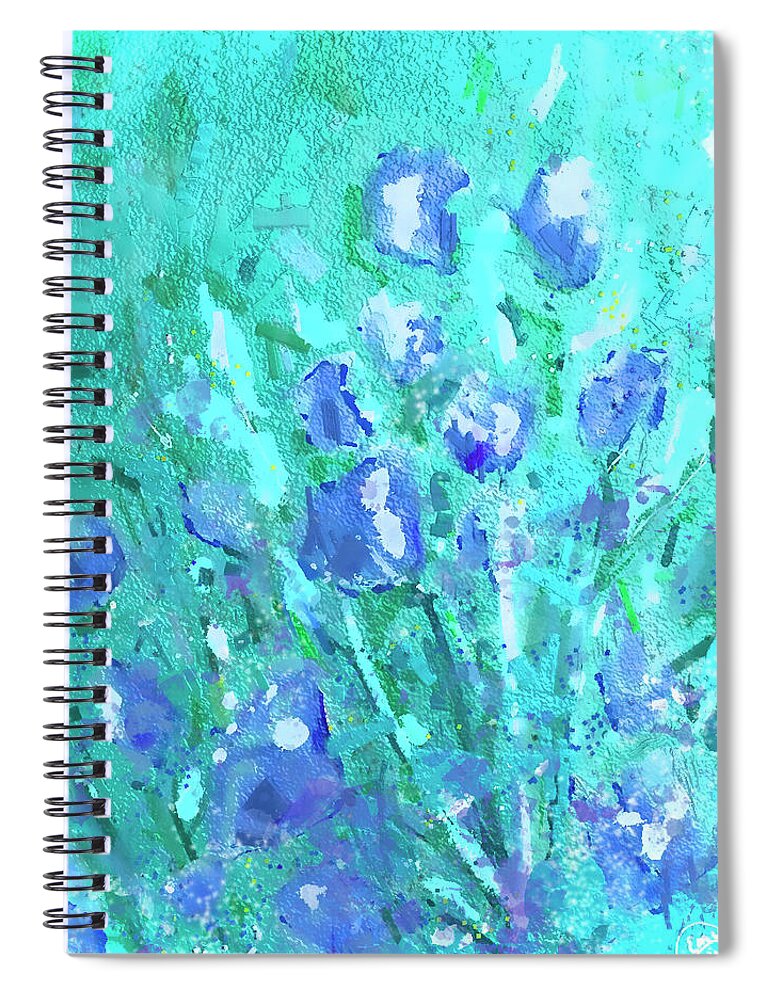 Soft Spiral Notebook featuring the digital art Softly in Blue by Eileen Backman