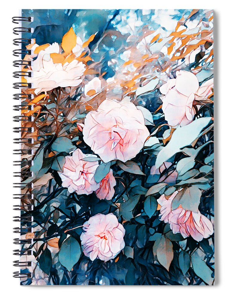 Soft Roses Spiral Notebook featuring the digital art Softly Speaks These Roses by Pamela Smale Williams