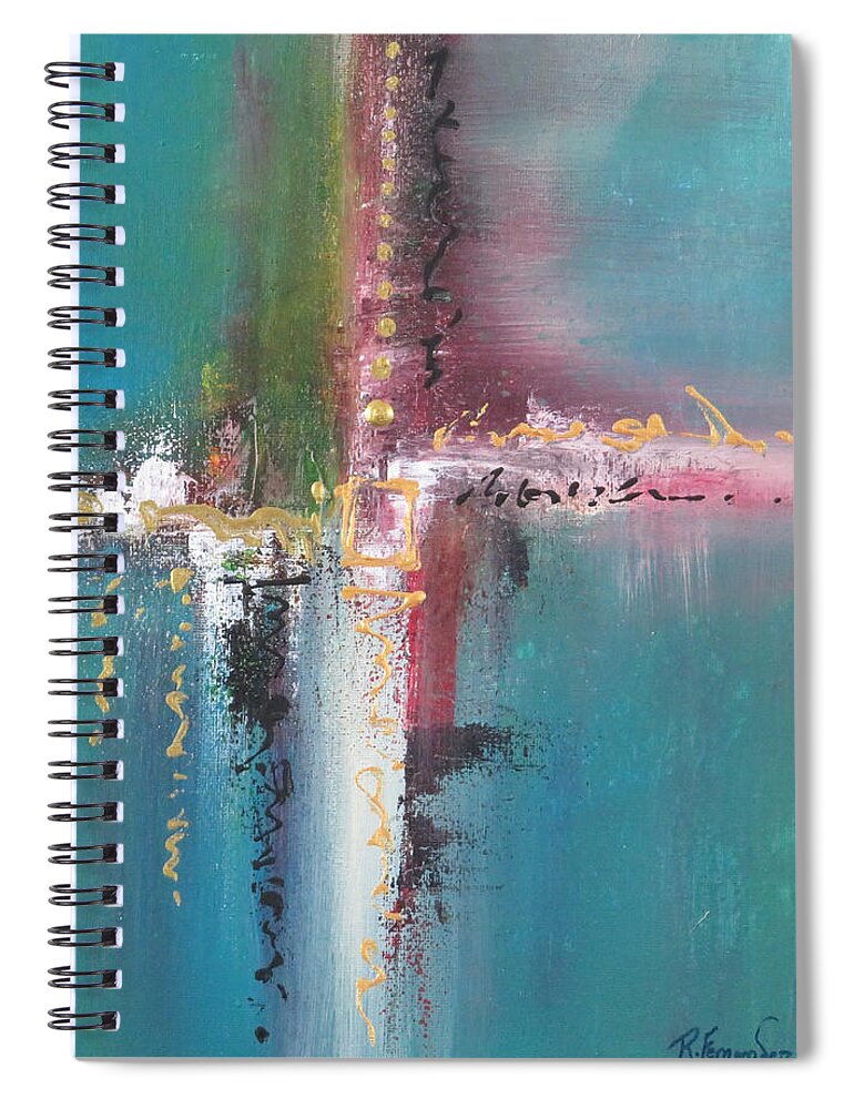 Abstract Spiral Notebook featuring the painting Softness Behind The Hardness by Raymond Fernandez