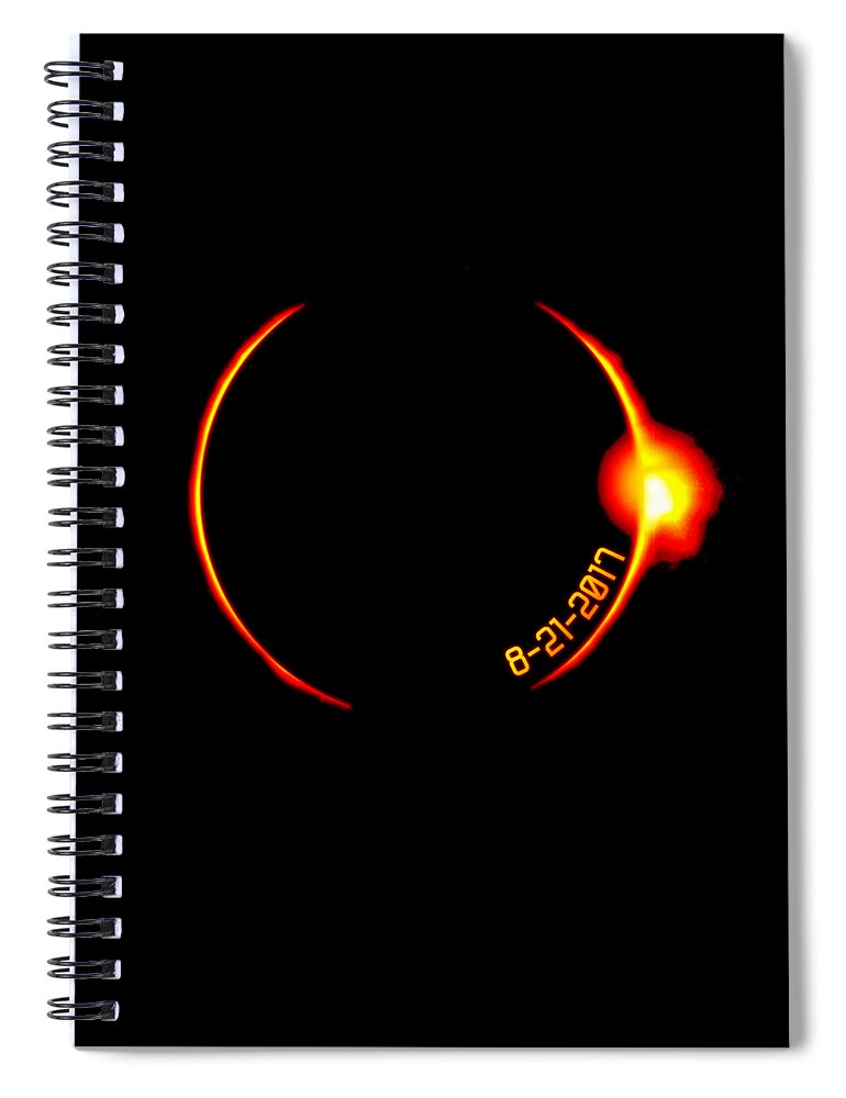Funny Spiral Notebook featuring the digital art Solar Eclipse Of 2017 by Flippin Sweet Gear