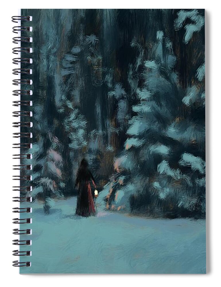 Winter Spiral Notebook featuring the digital art Solitary Journey by Larry Whitler